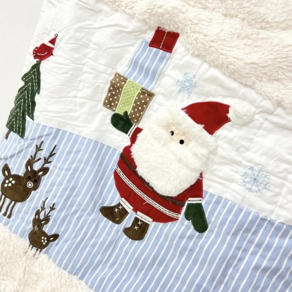 New baby Christmas Santa Embroidery Cotton Crib Quilt nursery room